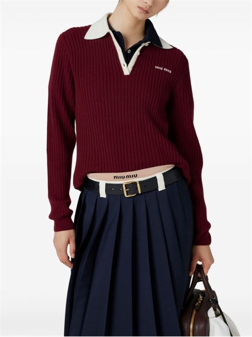 Ribbed cashmere polo MIU MIU | MMLA351580F038I